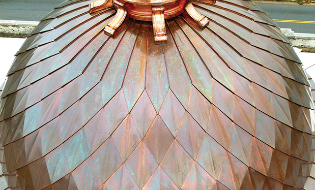 Hemispheric roofing - CopperWorks replaces the dome on a church in Alabama